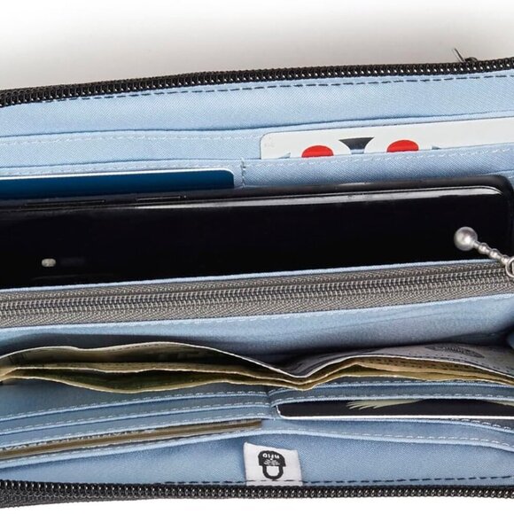 Women's RFID Zip Around Wallet Nylon Polyester Midnight Blossom Print - Picture 9 of 10